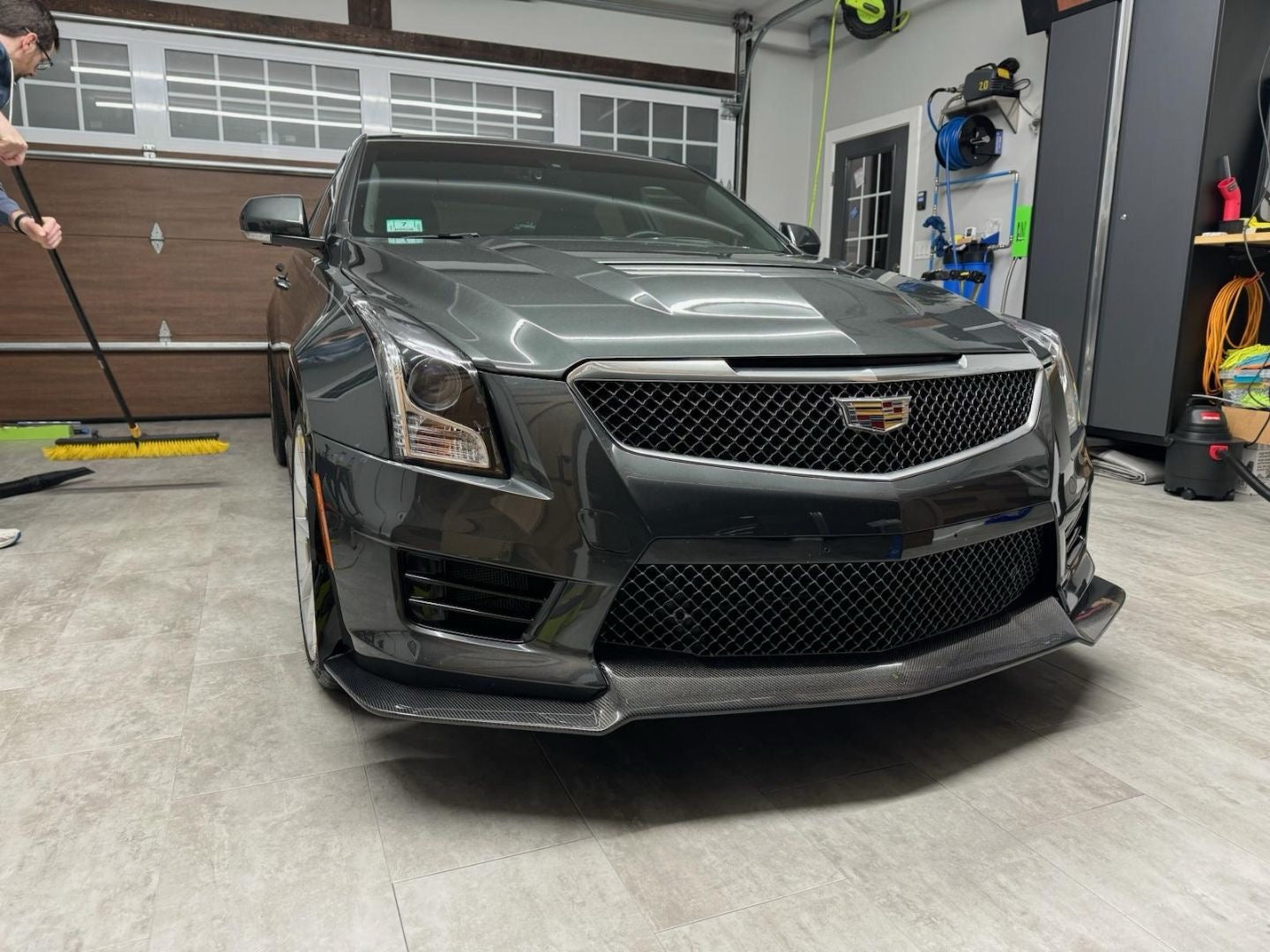 2016-2019 CADILLAC ATS-V CARBON FIBER FRONT SPLITTER & SIDE SKIRTS ROCKER PANELS GROUND EFFECTS